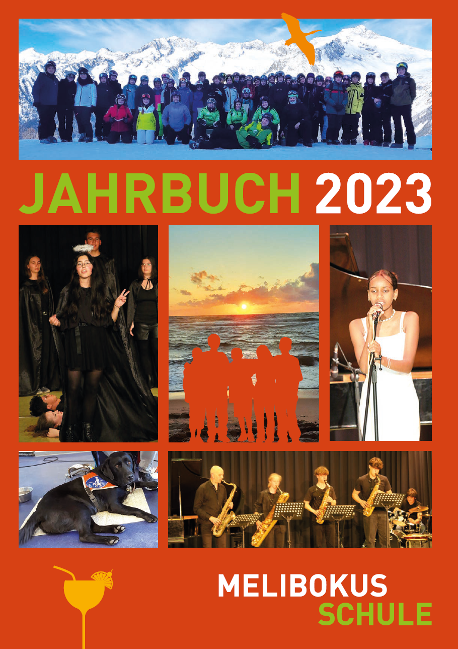 Das Bild zeigt das Cover des Jahrbuchs 2023. Es sind Fotos und der Titel zu sehen. 