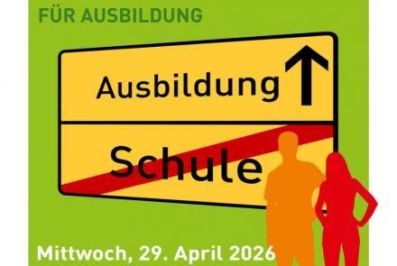 Poster, welches auf die AIBA am 29.04.2026 hinweist. Beginn der Veranstaltung in der Melibokusschule ist um 16 Uhr